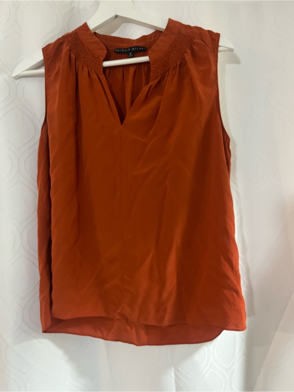 Antonio Melani Sleeveless Rust Orange V-Neck Tank Top